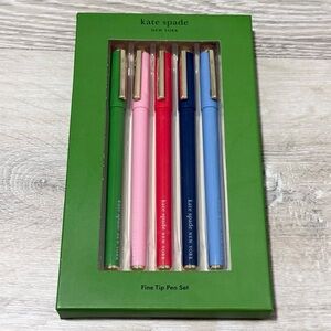 Kate Spade Fine Tip Pen Set - Set of 5 Green, Pink, Red, Blue NWT